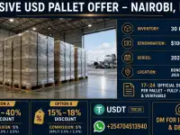 ДАЛЯРЫ ЗША НА ПАЛЕТАХ ДЛЯ ПРОДАЖУ / НАБЫЦЦЯ  НАЙРОБ, КЕНЯ  МЫТНЫ СКЛАД JKIA