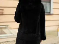 Пальто Мехофф женское 48 L черное натуральный мех., фотография 3
