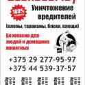 Уничтожение постельных клопов,тараканов,блох,клещей.