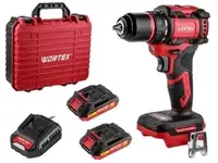 Дрель-шуруповерт wortex bd 2025-1 dli 1329838 (с 2-мя акб, кейс)