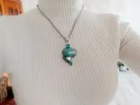 Кулон с дендритовым опалом и черным жемчугом, фотография 6