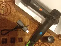 Микрофоны беспроводные два на одной базе USB и 2,5 на 6,3 джэк., фотография 3