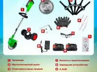 Триммер для травы садовый на колёсах газонокосилка на АКБ, фотография 3