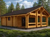 Баня из оцилиндрованного бревна
