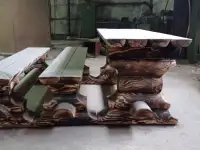 Набор садовой мебели из оцилиндрованного бревна, фотография 3