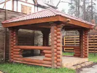 Беседка из оцилиндрованного или рубленного бревна, фотография 8
