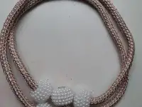 Подхваты с жемчугом для штор, бежевые, новые, фотография 2