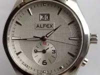 Мужские новые Alfex swiss made кварц,42mm, GMT  большая дата