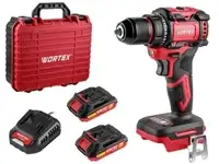 Дрель-шуруповерт wortex bd 2025 dli 1329837 (с 2-мя акб, кейс)