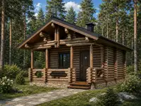 Баня из оцилиндрованного бревна