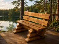 Комплект лавочек из оцилиндрованного бревна, фотография 5