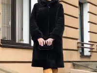 Пальто Мехофф женское 48 L черное натуральный мех., фотография 5