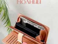 Кошелёк портмоне розовый женский визитница клатч 19/10/3 см, фотография 3
