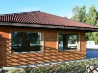 Беседка летняя с мангалом и панорамными окнами