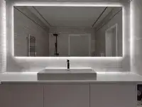 Зеркала с LED подсветкой в Бресте. Изготовление зеркал в алюминиевых рамках. Дополнительные опции: подогрев-антизапотева, фотография 2