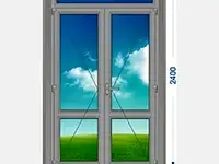 Дверь алюминиевая наружная двухстворчатая с доп. окном сверху