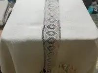 Скидка и Почта ! Скатерть Новая домотканая льняная, из бабушкиного сундука, р. 1.10 1.70 м, 1950-й год.
