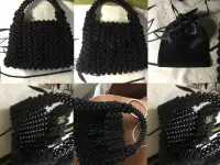 Ежевичная handmade сумка из чёрных пластиковых бусин Шамбала, чёрная в комплекте доп тканевый мешочек, самосборный ч, фотография 2