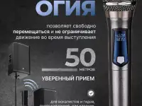 Беспроводные ручные караоке микрофоны пара на АКБ, фотография 2