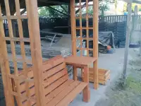 Качели, беседки, скамейки, пергола, кашпо, столы, фотография 4