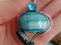 Кулон с дендритовым опалом и черным жемчугом, фотография 3