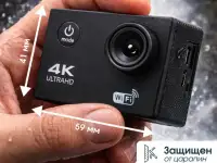 Экшн камера 4К до 100 минут 30 метров водонепроницаемая, фотография 2