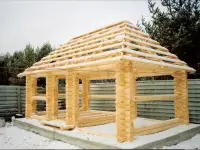 Беседка из оцилиндрованного или рубленного бревна, фотография 7