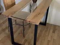 Стол дубовый со стеклянной панелью, фотография 2