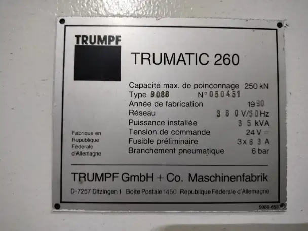 Координатно-пробивной пресс TRUMPF TRUMATIC 260 ROTATION, фотография 3
