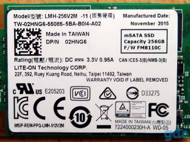 Твердотельный накопитель SSD Lite-On 256 Гб mSATA, фотография 2