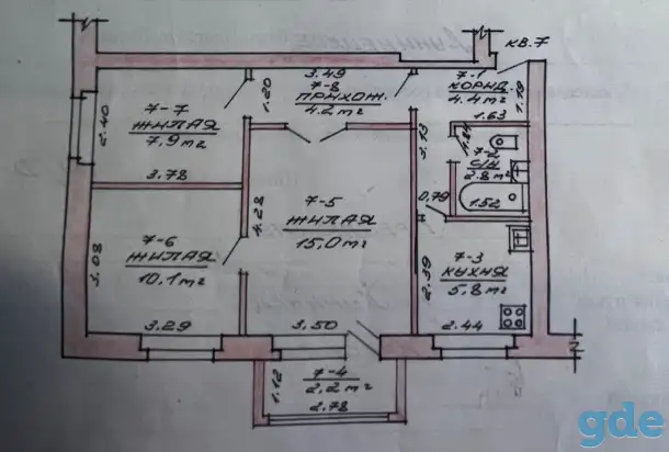 Продажа 3-х комнатной квартиры в г. Лунинце, ул. Красная, дом 43., фотография 8