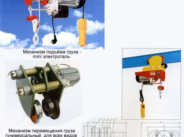 Мини таль г/п 300-600кг- тельфер лебёдка электрическая 220В, фотография 2