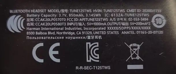 Беспроводные наушники JBL TUNE 125TWS, фотография 5