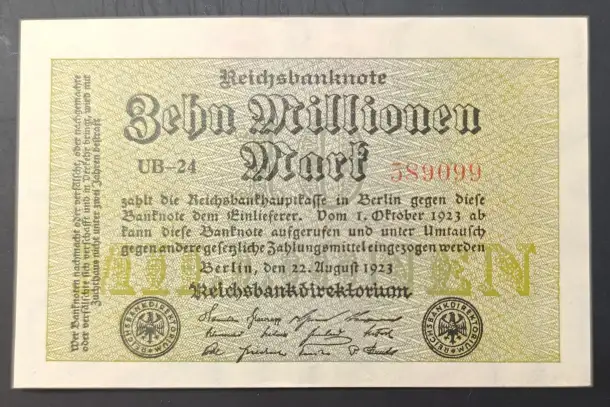 Банкнота 10 миллионов марок 1923 UNC, фотография 1