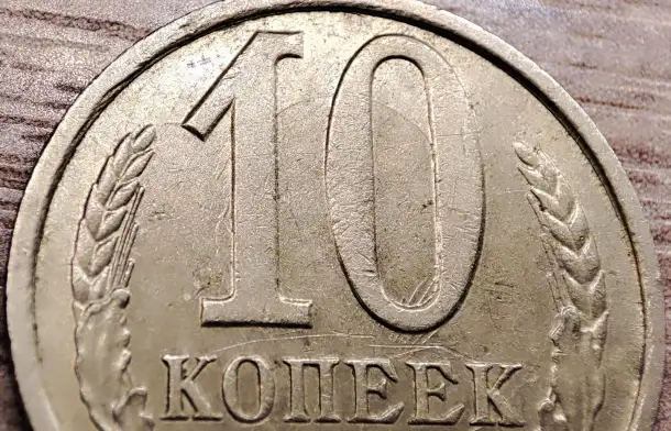 10 копеек 1989 СССР Залипуха, наплывы, борозда, фотография 4