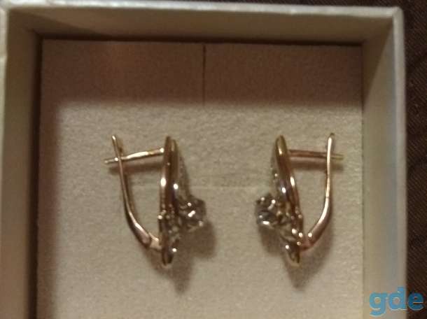Продам золотые серьги с фианитами, проба 585, вес 5,43 гр., Марина., фотография 2