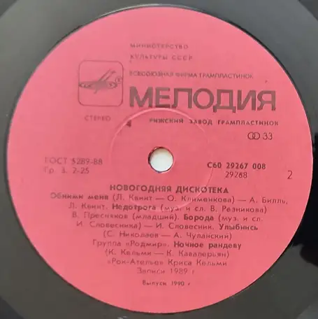 Грампластинка Новогодняя дискотека 1990, фотография 6