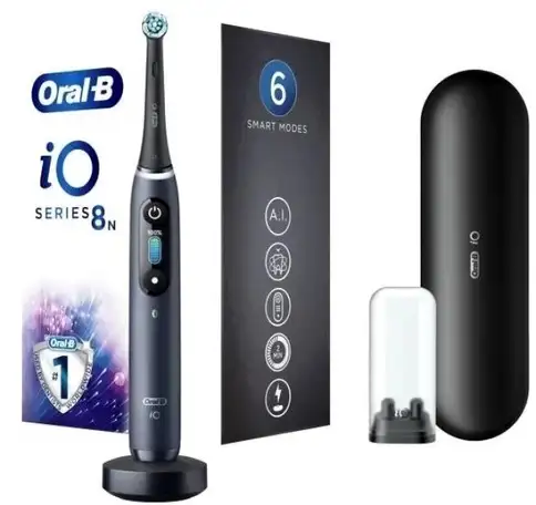 Электрическая зубная щетка oral-b io 8n (черный, 2 насадки), фотография 1