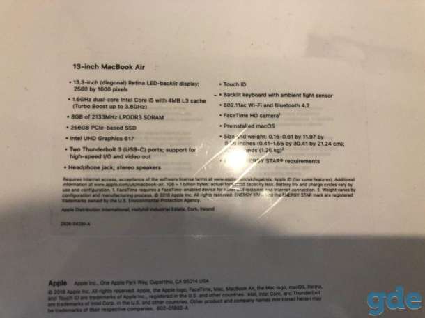 Продам Macbook Air 13 2018 MRE92 256GB, фотография 2