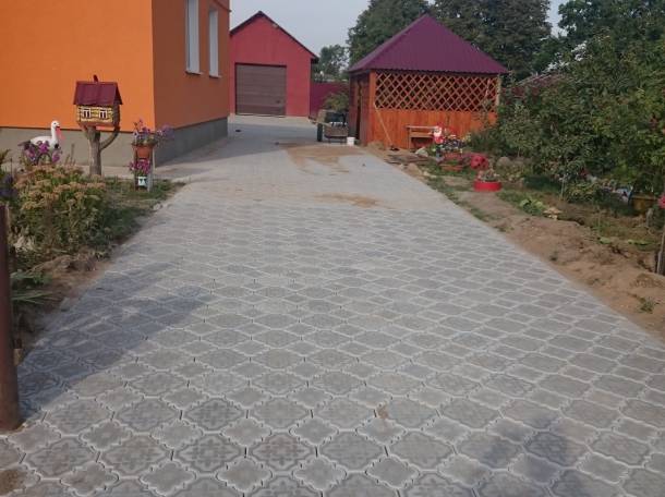 Укладка тротуарной плитки и установка бордюр, фотография 3