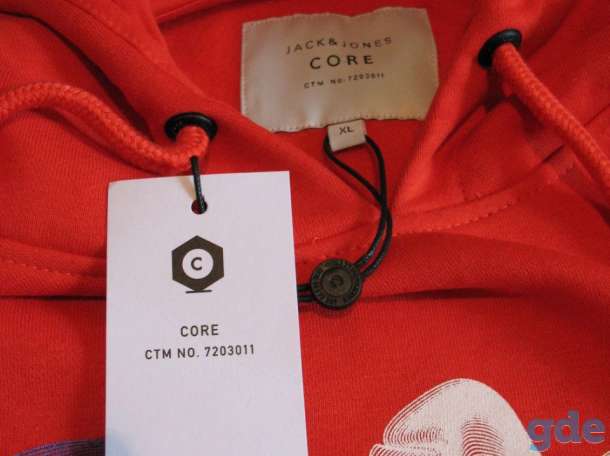 Стильный  худи бренд  Jack & Jones красного цвета с принтами, фотография 3