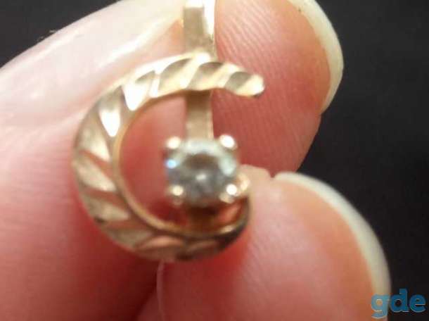 Продам золотые серьги с фианитом, фотография 5