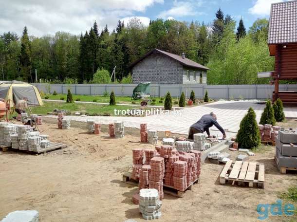 Укладка тротуарной плитки . Бордюрного камня . Благоустройство, фотография 8