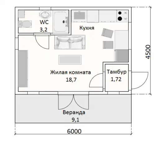 Дачный дом 6х6 м, фотография 4