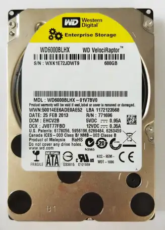 Жесткий диск Western Digital VelociRaptor WD6000BLHX 600 Гб, фотография 1