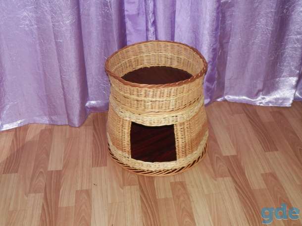 Домик для кошки из ивовой лозы с лежанкой, фотография 2