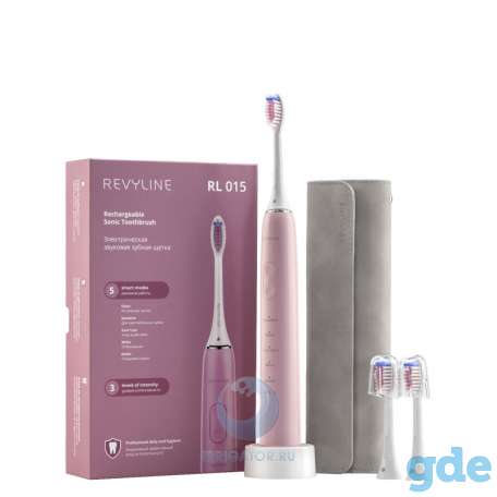 Звуковая щетка Revyline RL 015 Pink с 3 насадками, фотография 1
