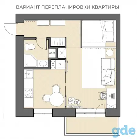 1к квартира в г.Мозырь, Коласа 17, недалеко от реки, фотография 11