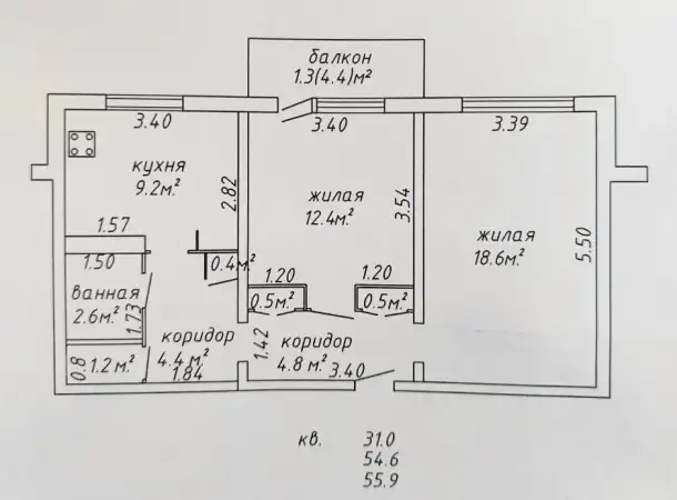 Просторная 2-к квартира в г. Дубровно, фотография 11