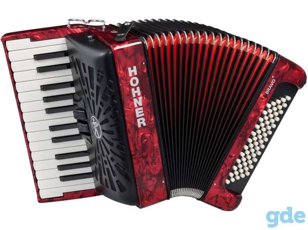 Hohner Bravo II 60 Silent Key Accordion, Red, фотография 1